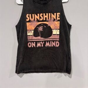 Distressed Black 'Sunshine On My Mind' Tank Top Size Medium